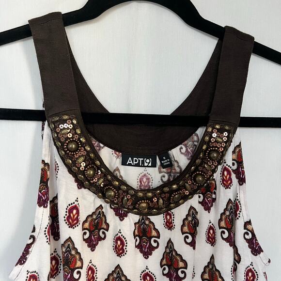 Apt 9 top women’s size small brown red sleeveless boho printed top VTG Y2K - Picture 2 of 7